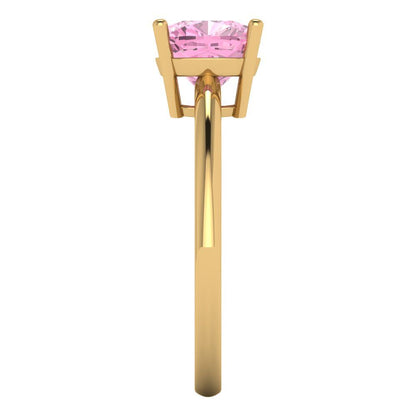 2 cttw Zirconia Simulated Pink Diamond Solitaire  Engagement Ring - Solid Gold (VVS1, Cushion Cut,7mm)