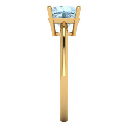 2 cttw Natural Sky Blue Topaz Solitaire  Engagement Ring - Solid Gold (Cushion Cut,7mm)