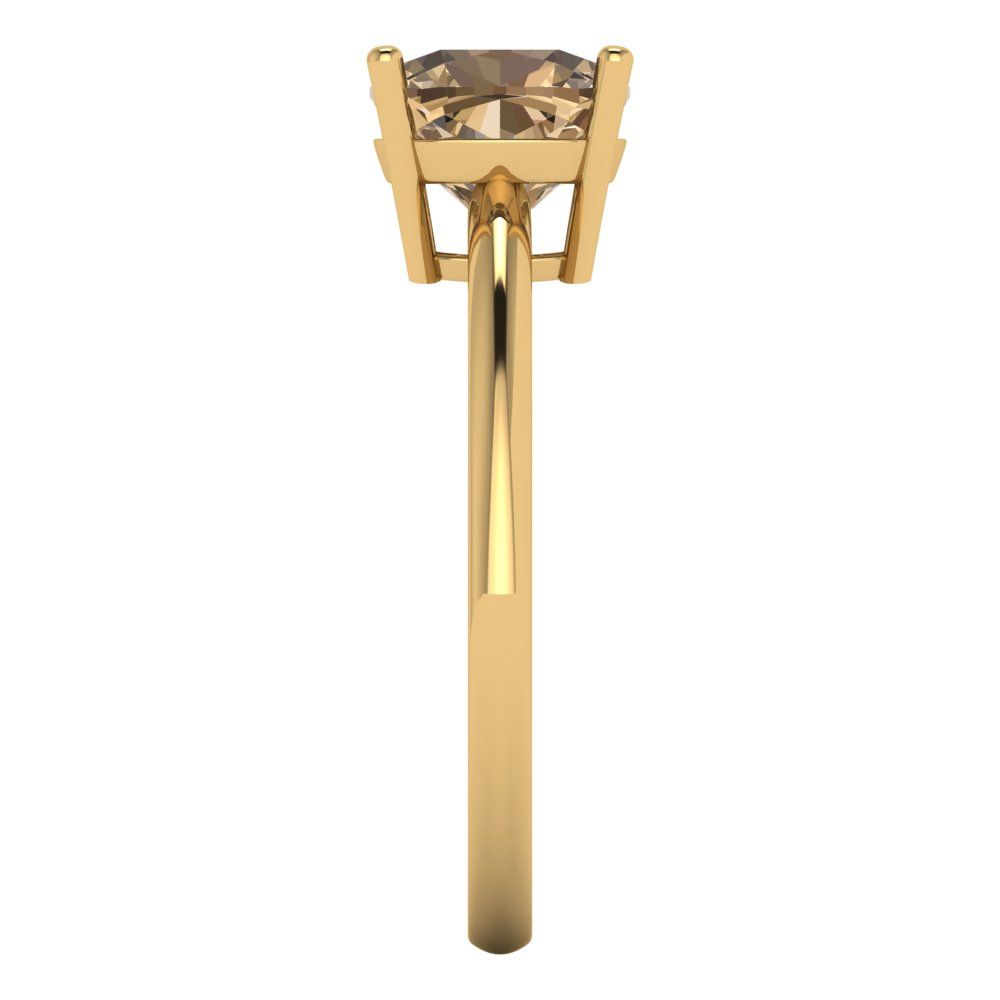 2 cttw Zirconia Simulated Champagne Diamond Solitaire  Engagement Ring - Solid Gold (VVS1, Cushion Cut,7mm)