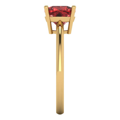 2 cttw Natural Garnet Solitaire  Engagement Ring - Solid Gold (Cushion Cut,7mm)