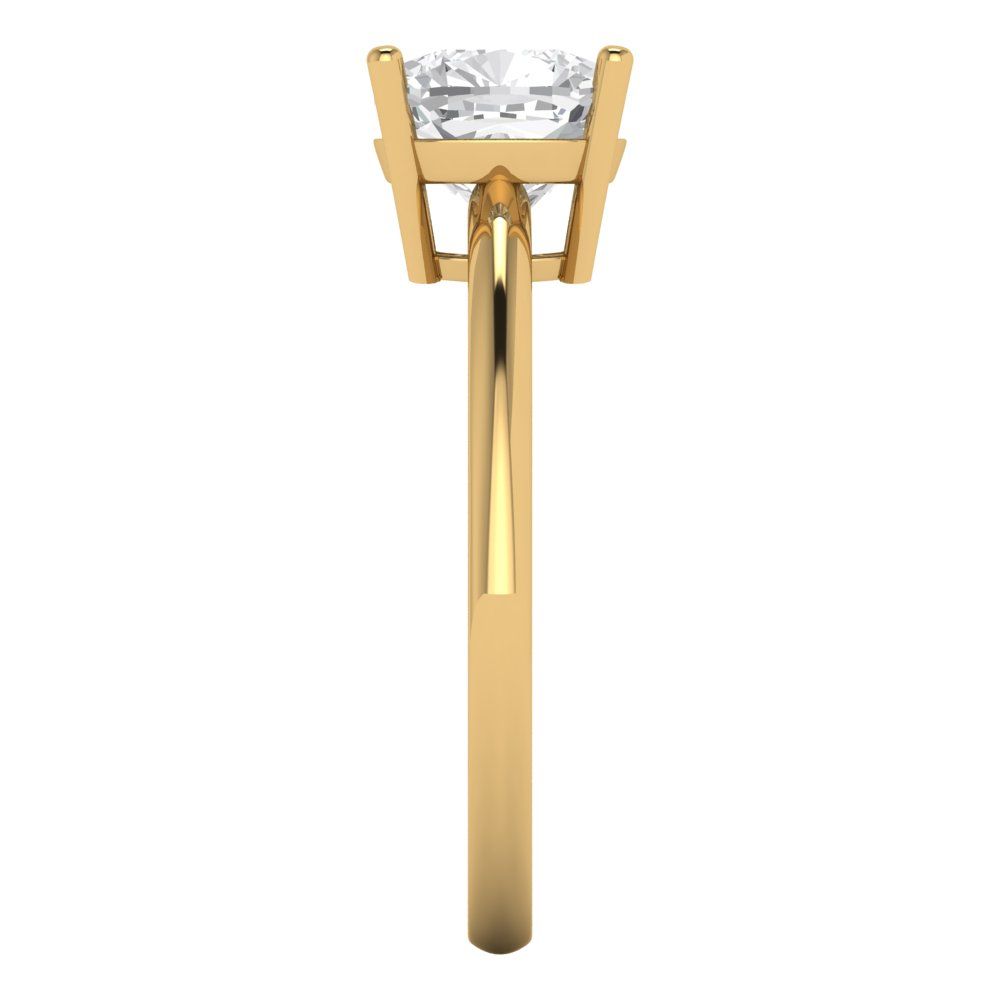 2 cttw Moissanite Solitaire  Engagement Ring - Solid Yellow Gold (VVS1, Cushion Cut,7mm)