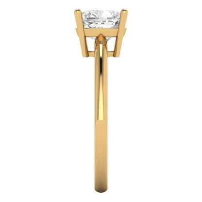 2 cttw Moissanite Solitaire  Engagement Ring - Solid Yellow Gold (VVS1, Cushion Cut,7mm)