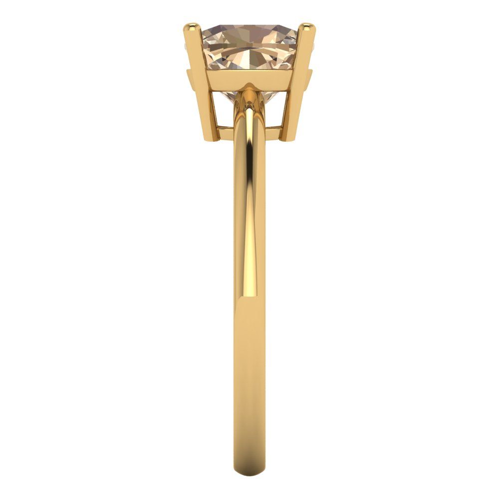 2 cttw Yellow Moissanite Solitaire  Engagement Ring - Solid Gold (Cushion Cut,7mm)