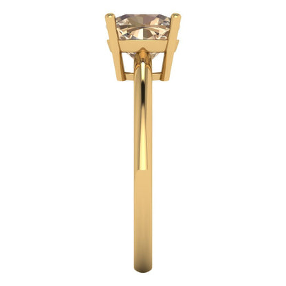 2 cttw Yellow Moissanite Solitaire  Engagement Ring - Solid Gold (Cushion Cut,7mm)