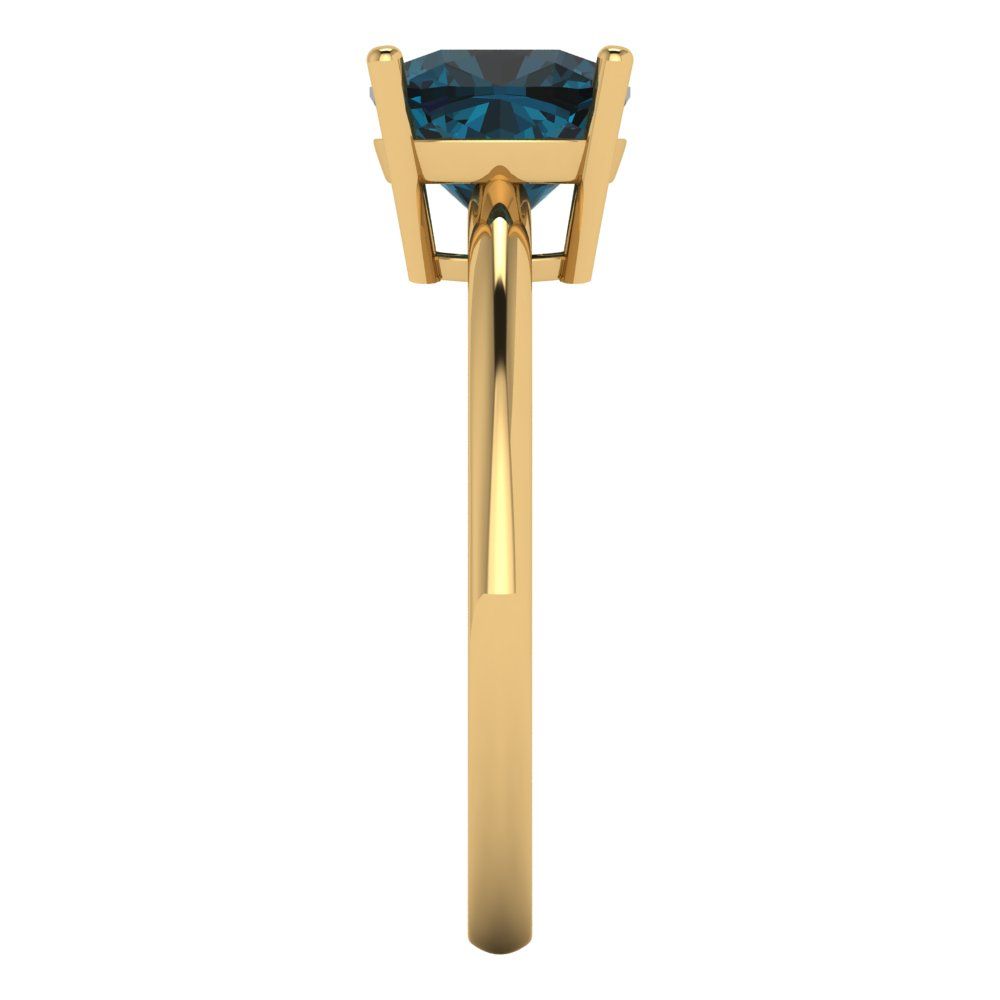 2 cttw Natural London Blue Topaz Solitaire  Engagement Ring - Solid Gold (Cushion Cut,7mm)