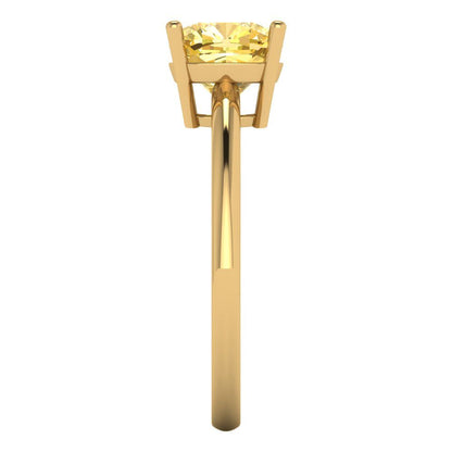 2 cttw Natural Citrine Solitaire  Engagement Ring - Solid Gold (Cushion Cut,7mm)