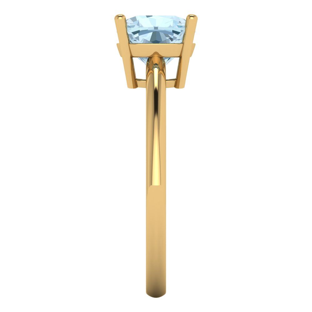 2 cttw Natural Aquamarine Solitaire  Engagement Ring - Solid Gold (Cushion Cut,7mm)