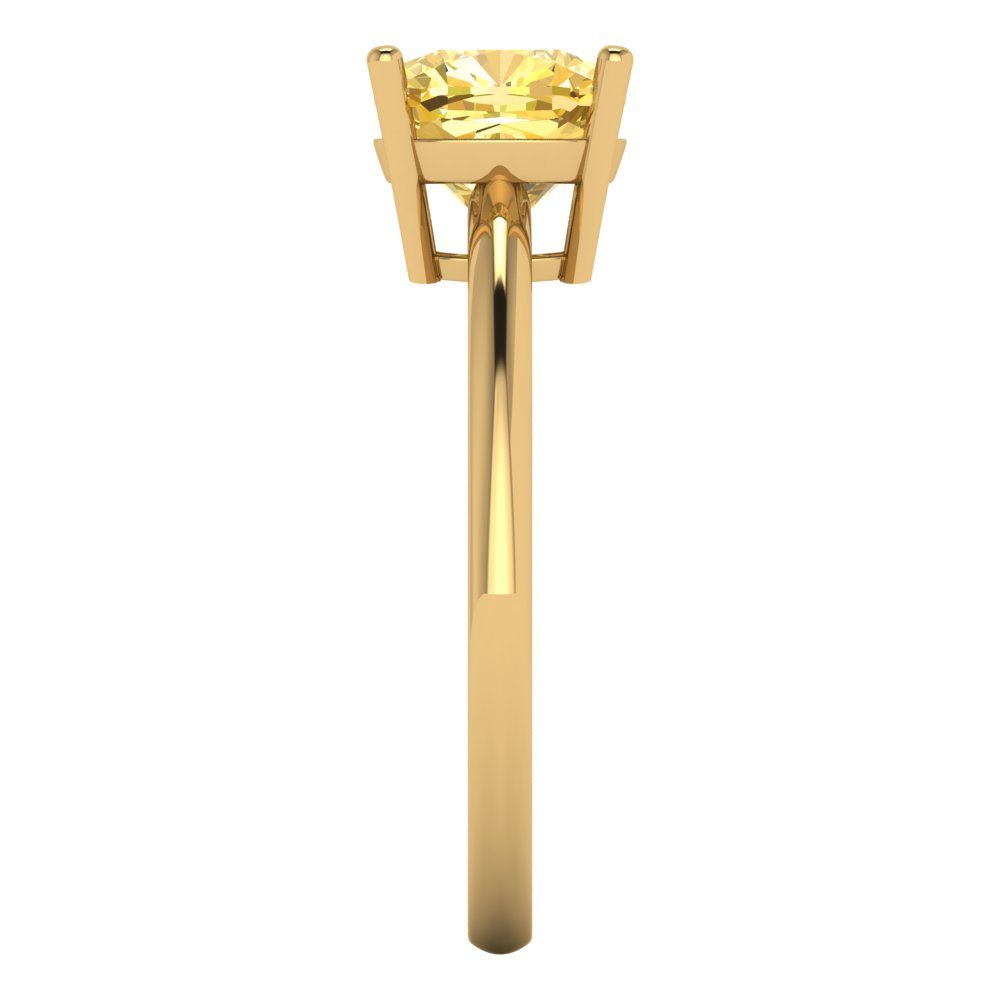 2 cttw Zirconia Simulated Yellow Diamond Solitaire  Engagement Ring - Solid Gold (VVS1, Cushion Cut,7mm)