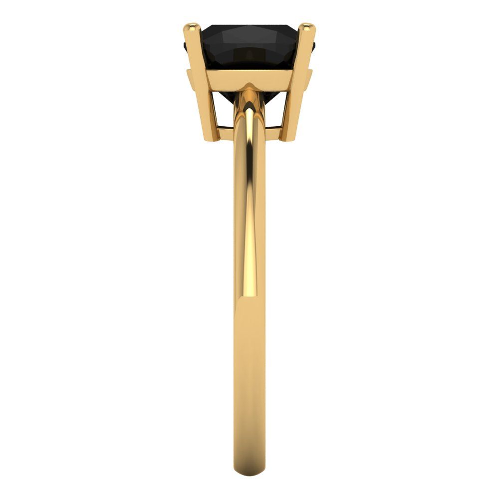 2 cttw Natural Onyx Solitaire  Engagement Ring - Solid Gold (Cushion Cut,7mm)