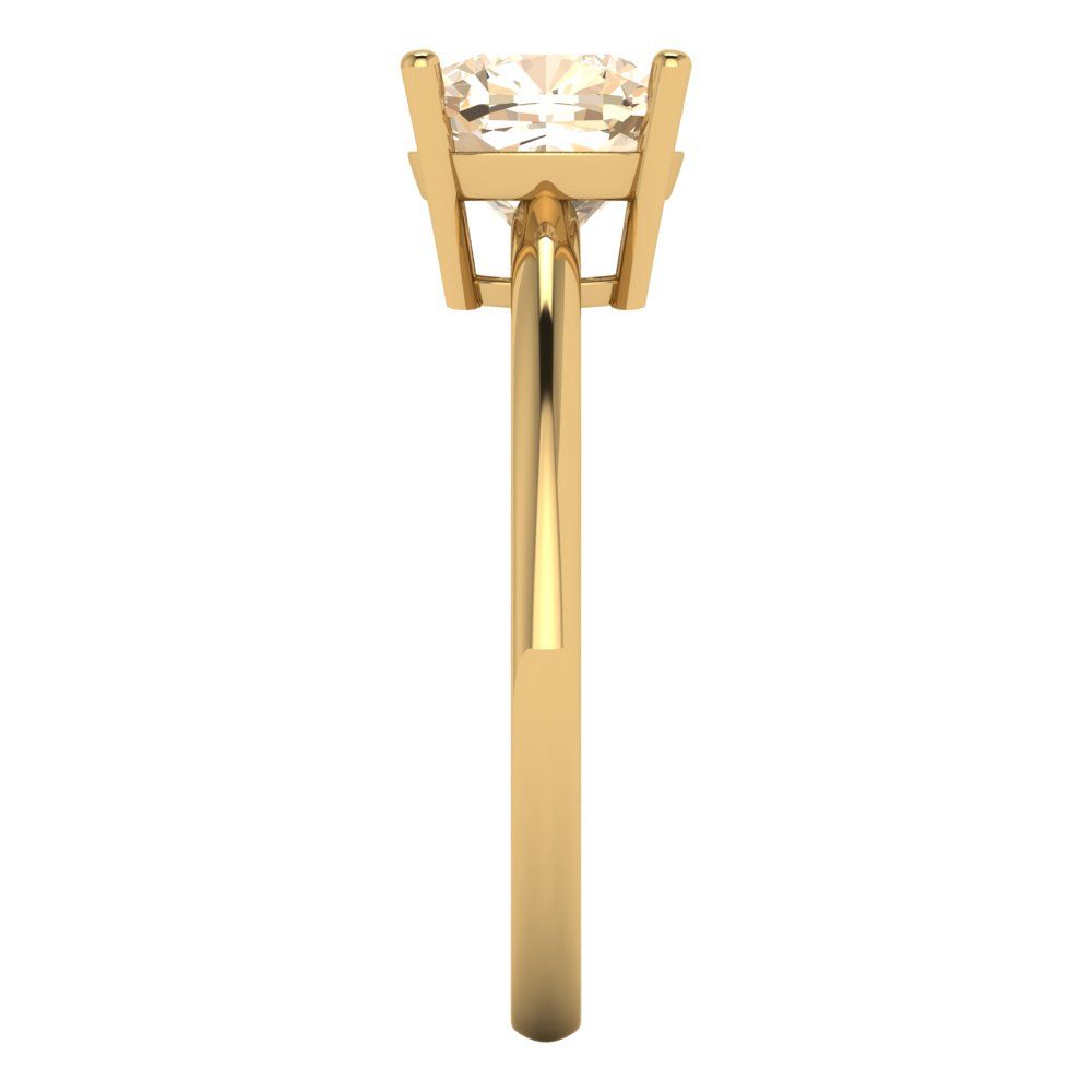 2 cttw Natural Morganite Solitaire  Engagement Ring - Solid Yellow Gold (VVS1, Cushion Cut,7mm)