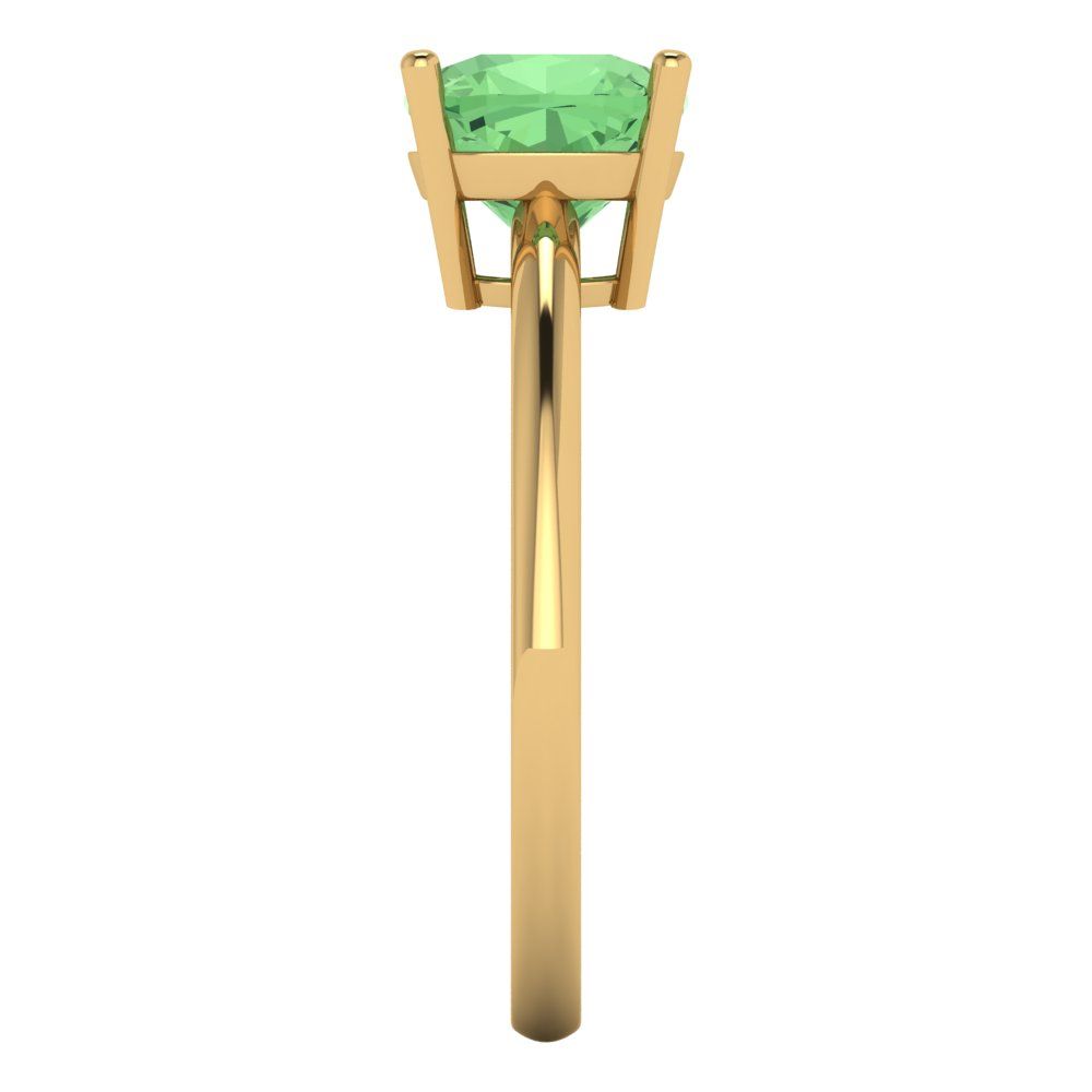 2 cttw Zirconia Simulated Green Diamond Solitaire  Engagement Ring - Solid Gold (VVS1, Cushion Cut,7mm)