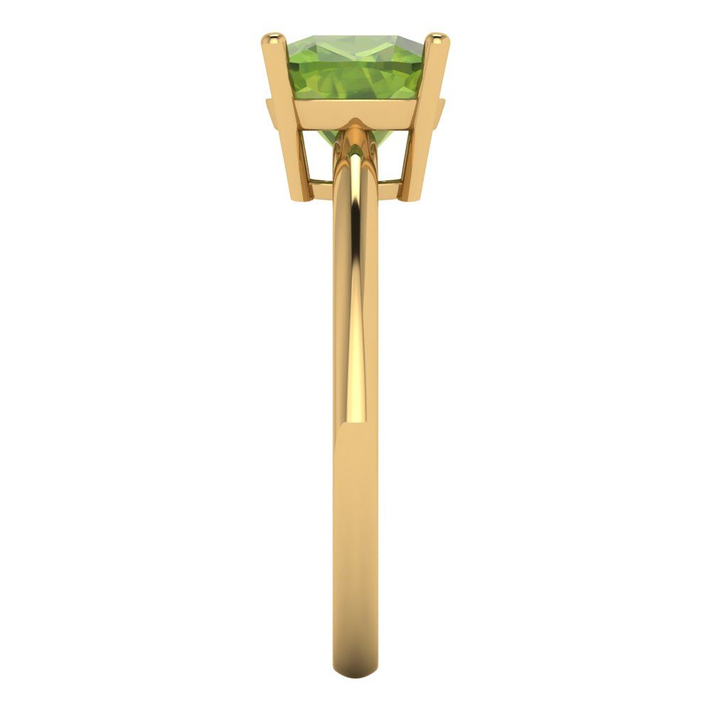 2 cttw Natural Peridot Solitaire  Engagement Ring - Solid Yellow Gold (VVS1, Cushion Cut,7mm)