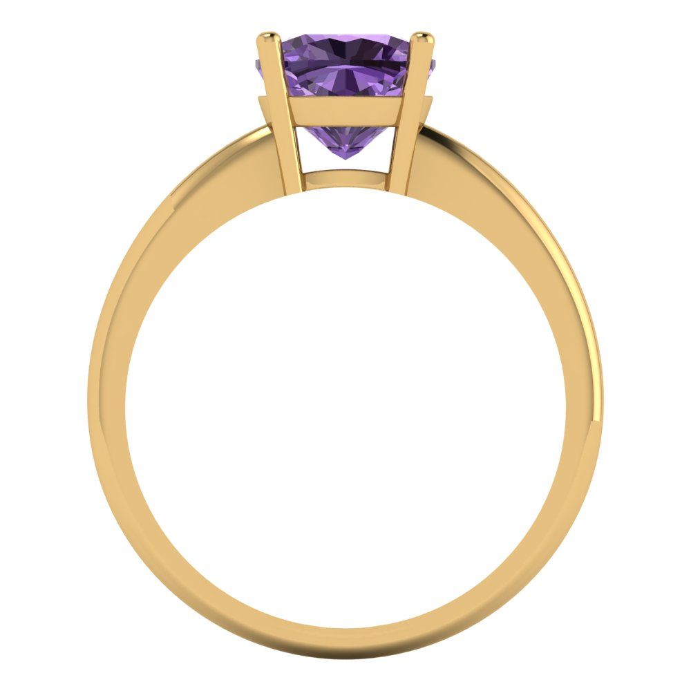 2 cttw Simulated Alexandrite Solitaire  Engagement Ring - Solid Gold (Cushion Cut,7mm)