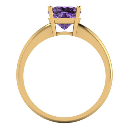 2 cttw Simulated Alexandrite Solitaire  Engagement Ring - Solid Gold (Cushion Cut,7mm)