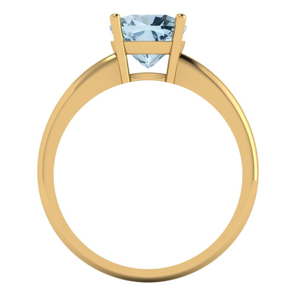 2 cttw Natural Swiss Blue Topaz Solitaire  Engagement Ring - Solid Gold (Cushion Cut,7mm)