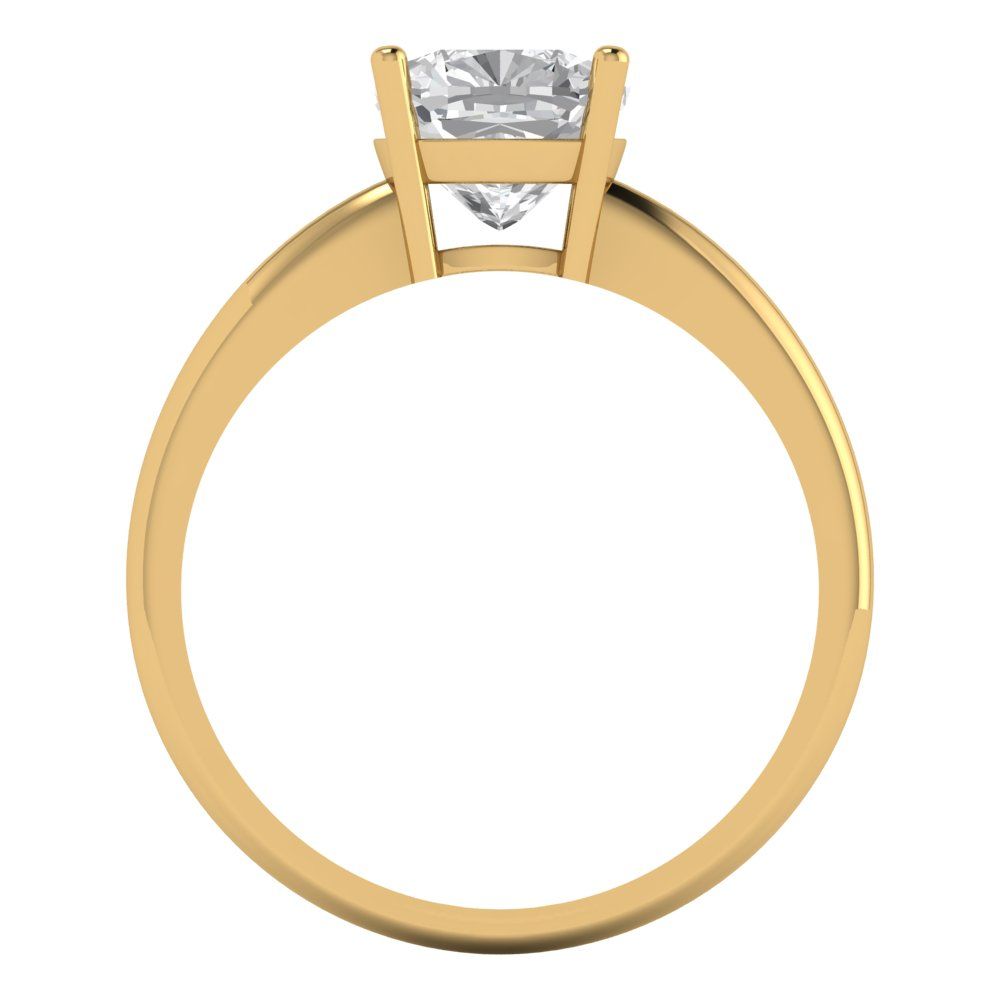 2 cttw Moissanite Solitaire  Engagement Ring - Solid Yellow Gold (VVS1, Cushion Cut,7mm)