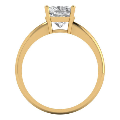 2 cttw Moissanite Solitaire  Engagement Ring - Solid Yellow Gold (VVS1, Cushion Cut,7mm)
