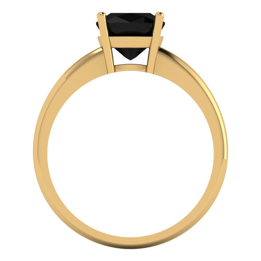 2 cttw Natural Onyx Solitaire  Engagement Ring - Solid Gold (Cushion Cut,7mm)