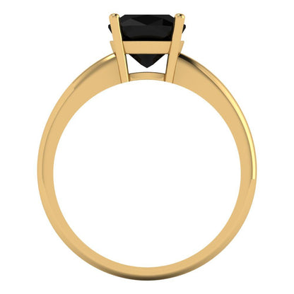 2 cttw Natural Onyx Solitaire  Engagement Ring - Solid Gold (Cushion Cut,7mm)
