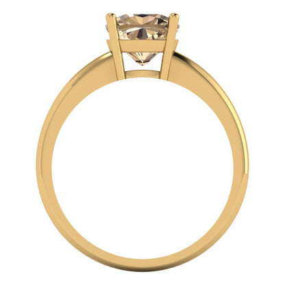 2 cttw Yellow Moissanite Solitaire  Engagement Ring - Solid Gold (Cushion Cut,7mm)