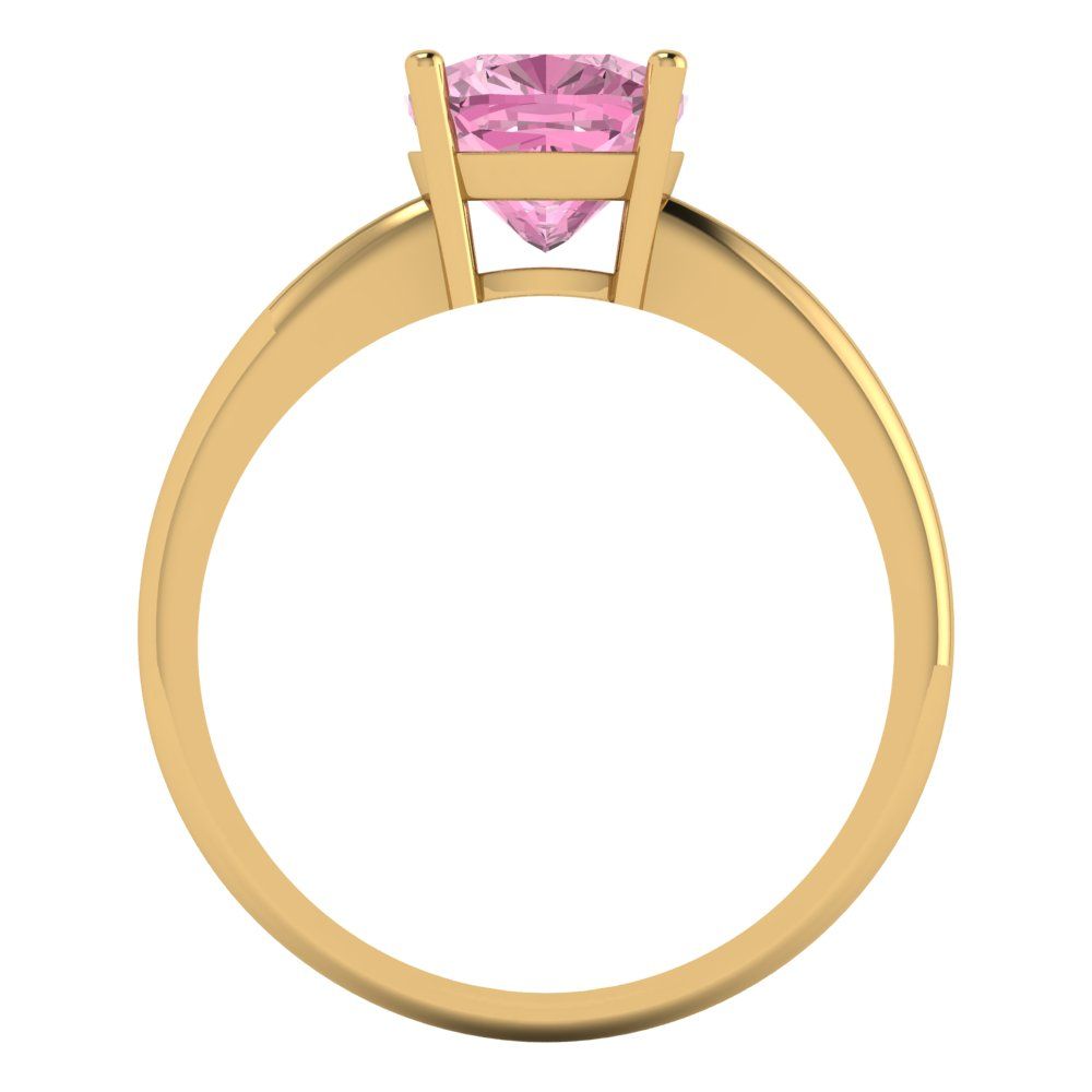 2 cttw Zirconia Simulated Pink Diamond Solitaire  Engagement Ring - Solid Gold (VVS1, Cushion Cut,7mm)
