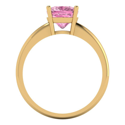 2 cttw Zirconia Simulated Pink Diamond Solitaire  Engagement Ring - Solid Gold (VVS1, Cushion Cut,7mm)