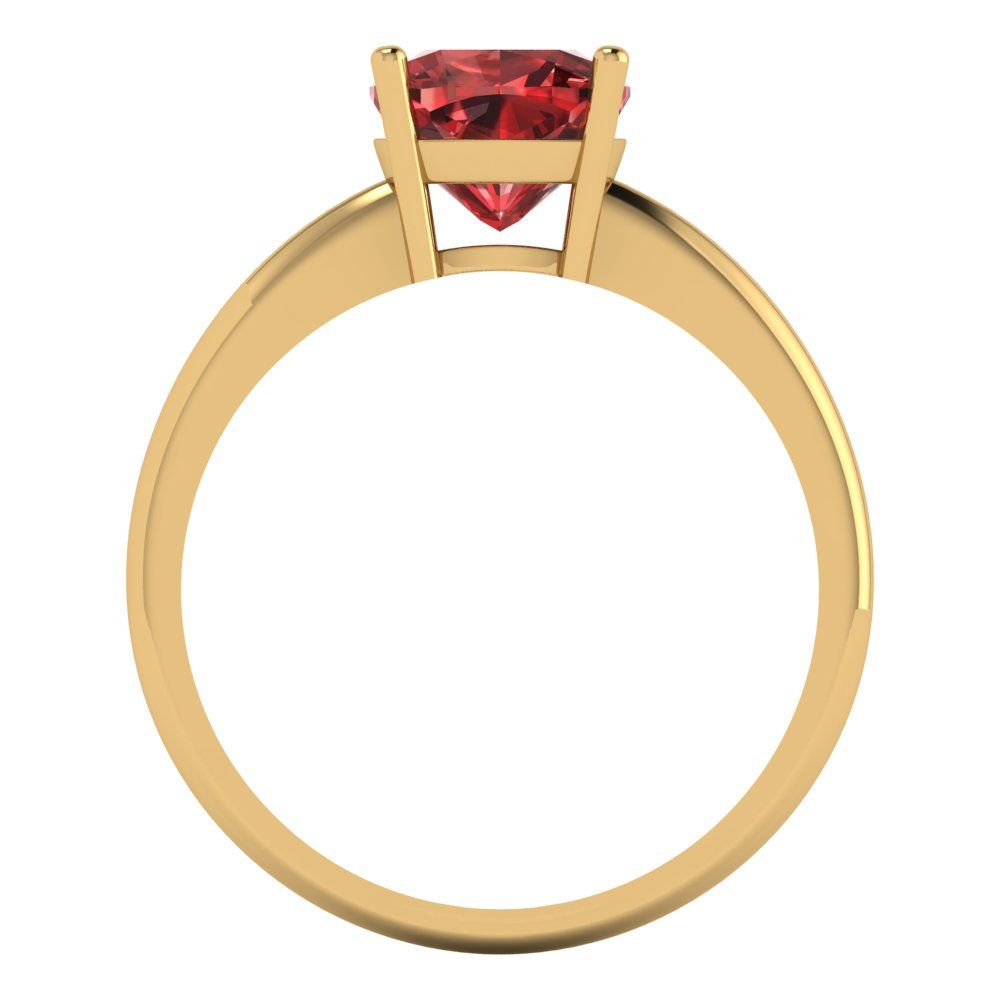 2 cttw Natural Garnet Solitaire  Engagement Ring - Solid Gold (Cushion Cut,7mm)