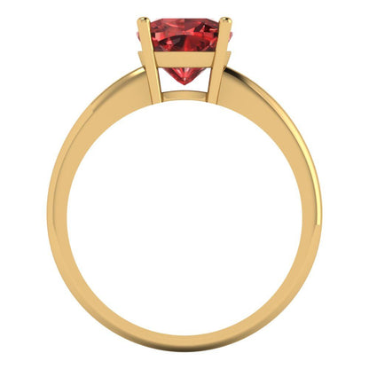 2 cttw Natural Garnet Solitaire  Engagement Ring - Solid Gold (Cushion Cut,7mm)