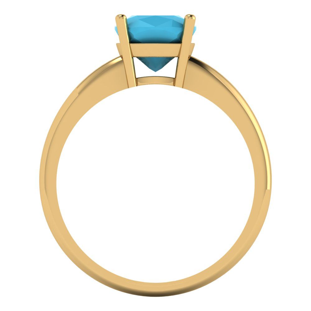 2 cttw Simulated Turquoise Solitaire  Engagement Ring - Solid Gold (Cushion Cut,7mm)