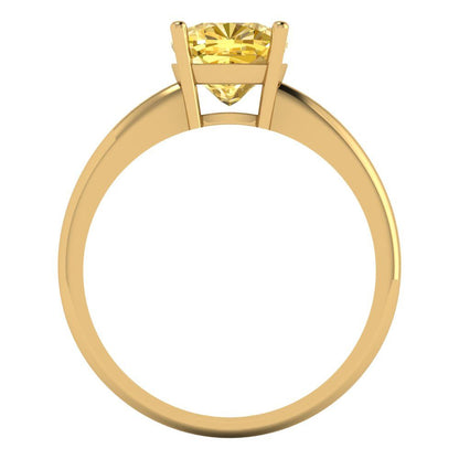 2 cttw Zirconia Simulated Yellow Diamond Solitaire  Engagement Ring - Solid Gold (VVS1, Cushion Cut,7mm)