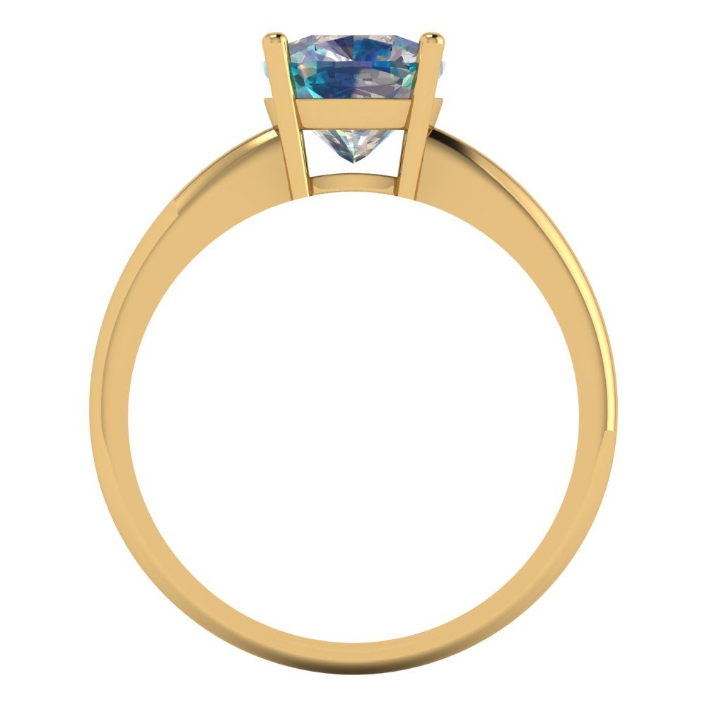 2 cttw Blue Moissanite Solitaire  Engagement Ring - Solid Gold (Cushion Cut,7mm)