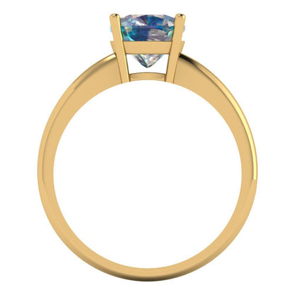2 cttw Blue Moissanite Solitaire  Engagement Ring - Solid Gold (Cushion Cut,7mm)