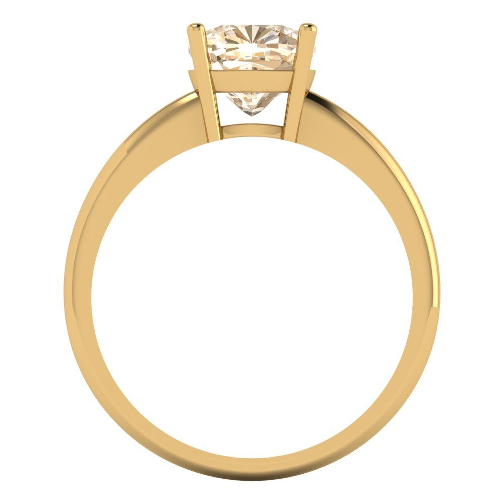 2 cttw Natural Morganite Solitaire  Engagement Ring - Solid Yellow Gold (VVS1, Cushion Cut,7mm)