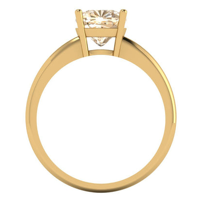 2 cttw Natural Morganite Solitaire  Engagement Ring - Solid Yellow Gold (VVS1, Cushion Cut,7mm)