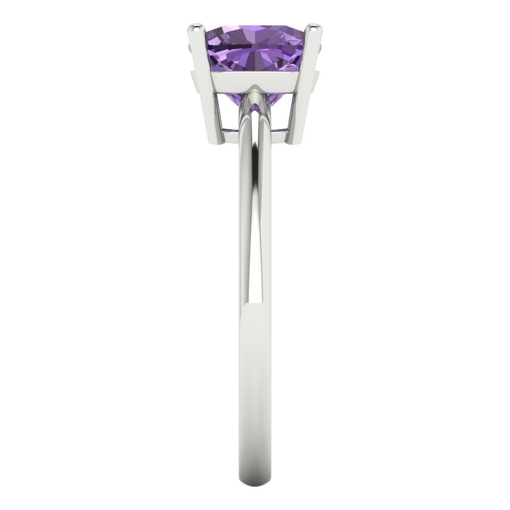 2 cttw Simulated Alexandrite Solitaire  Engagement Ring - Solid White Gold (VVS1, Cushion Cut,7mm)