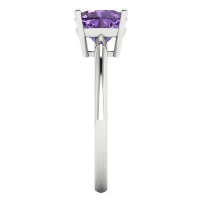 2 cttw Simulated Alexandrite Solitaire  Engagement Ring - Solid White Gold (VVS1, Cushion Cut,7mm)