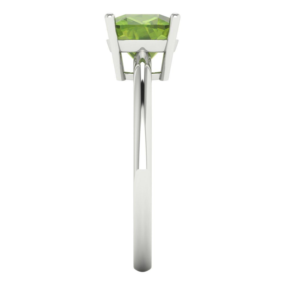 2 cttw Natural Peridot Solitaire  Engagement Ring - Solid White Gold (VVS1, Cushion Cut,7mm)