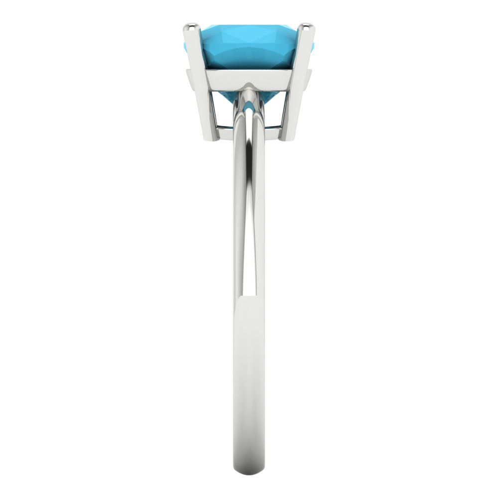 2 cttw Simulated Turquoise Solitaire  Engagement Ring - Solid White Gold (VVS1, Cushion Cut,7mm)