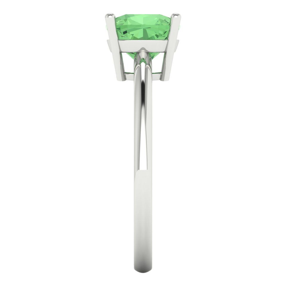 2 cttw Zirconia Simulated Green Diamond Solitaire  Engagement Ring - Solid Gold (VVS1, Cushion Cut,7mm)
