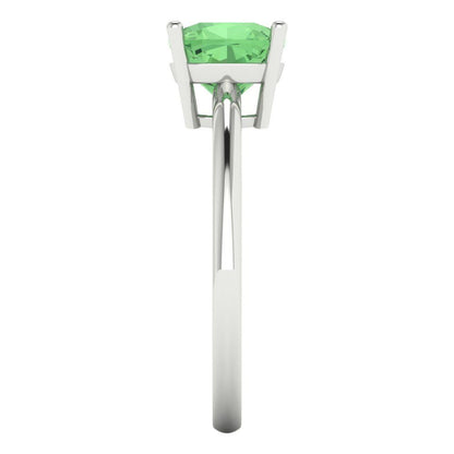 2 cttw Zirconia Simulated Green Diamond Solitaire  Engagement Ring - Solid Gold (VVS1, Cushion Cut,7mm)