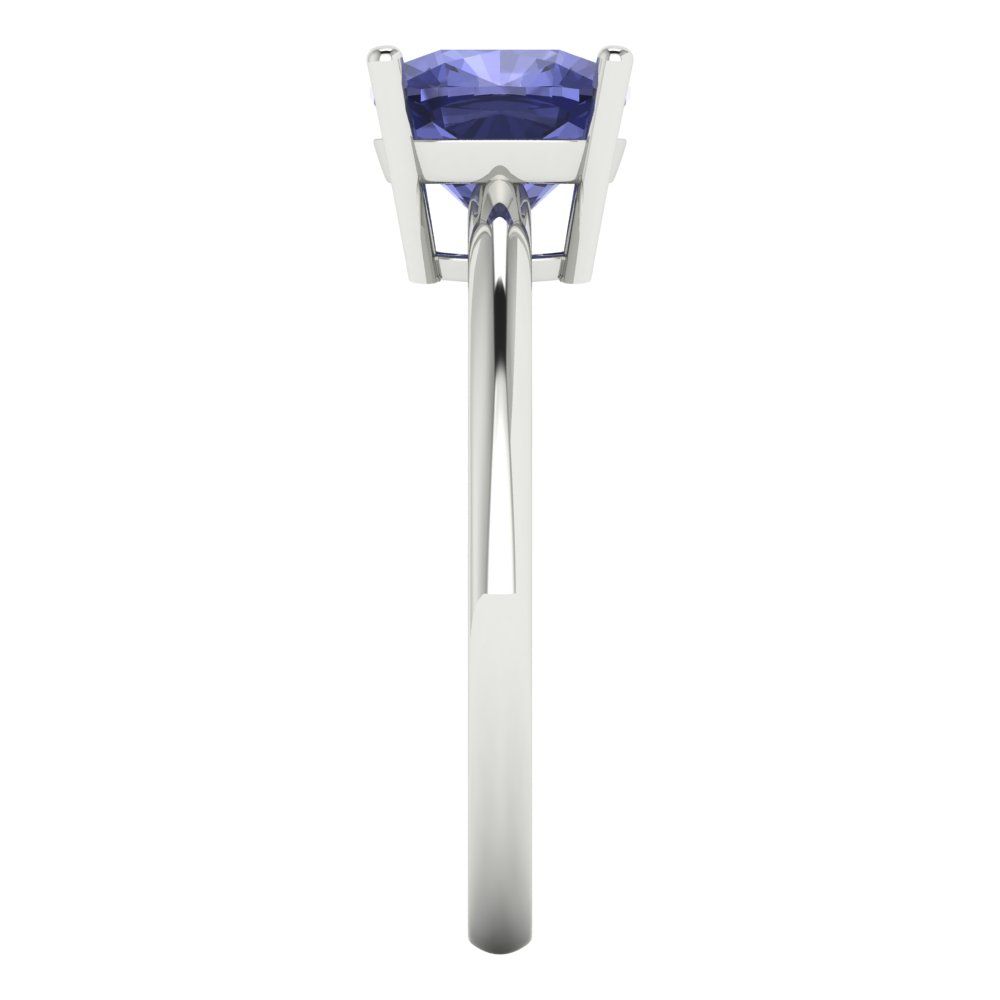 2 cttw Simulated Tanzanite Solitaire  Engagement Ring - Solid White Gold (VVS1, Cushion Cut,7mm)