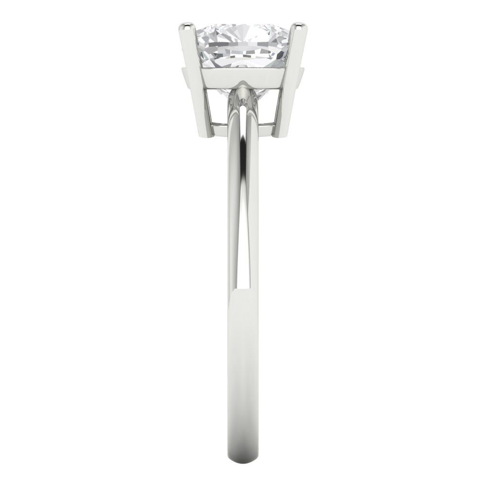 2 cttw White Sapphire Solitaire  Engagement Ring - Solid White Gold (VVS1, Cushion Cut,7mm)