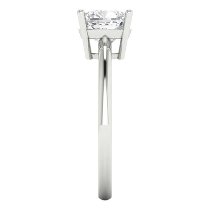 2 cttw White Sapphire Solitaire  Engagement Ring - Solid White Gold (VVS1, Cushion Cut,7mm)