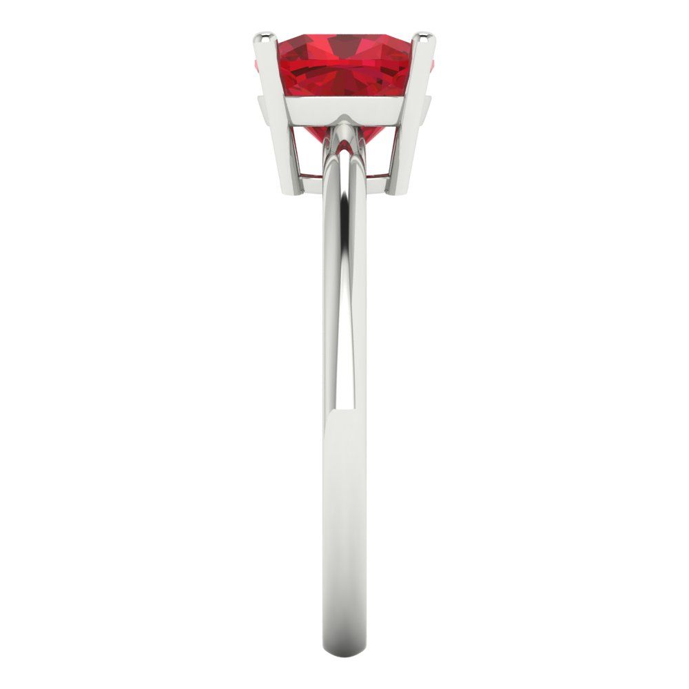 2 cttw Simulated Ruby Solitaire  Engagement Ring - Solid White Gold (VVS1, Cushion Cut,7mm)