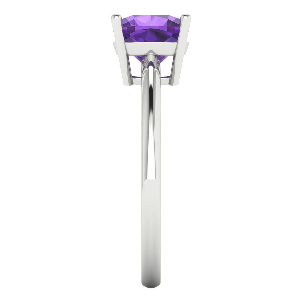 2 cttw Natural Amethyst Solitaire  Engagement Ring - Solid White Gold (VVS1, Cushion Cut,7mm)