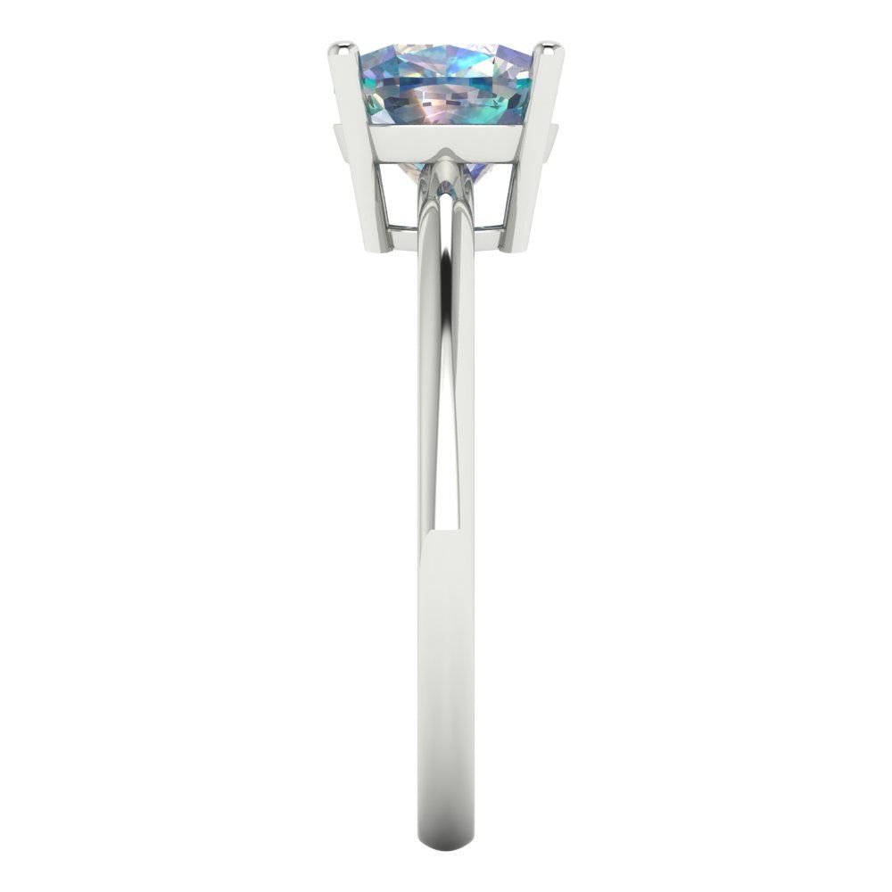 2 cttw Blue Moissanite Solitaire  Engagement Ring - Solid White Gold (VVS1, Cushion Cut,7mm)