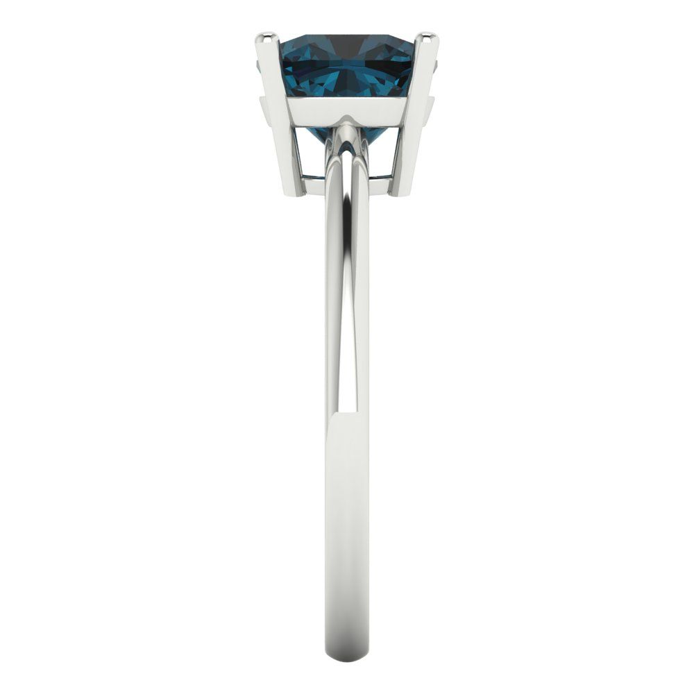 2 cttw Natural London Blue Topaz Solitaire  Engagement Ring - Solid White Gold (VVS1, Cushion Cut,7mm)