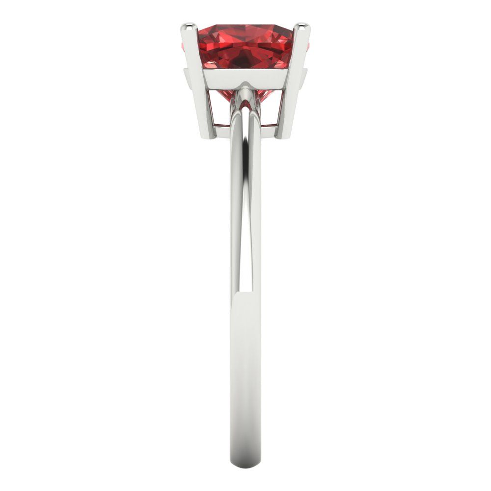 2 cttw Natural Garnet Solitaire  Engagement Ring - Solid White Gold (VVS1, Cushion Cut,7mm)