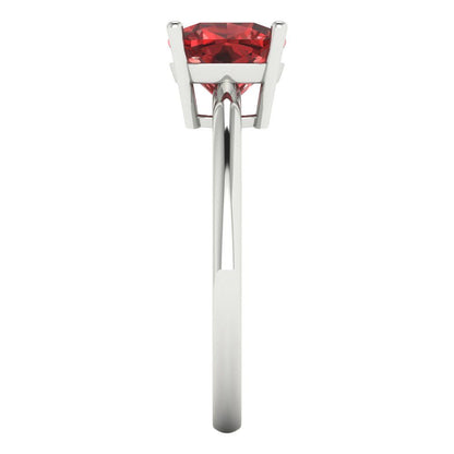 2 cttw Natural Garnet Solitaire  Engagement Ring - Solid White Gold (VVS1, Cushion Cut,7mm)