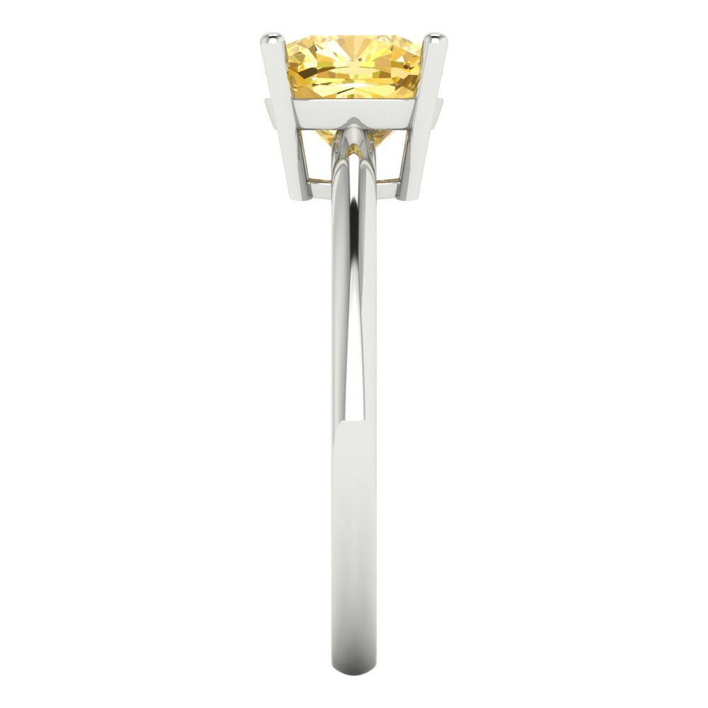 2 cttw Natural Citrine Solitaire  Engagement Ring - Solid White Gold (VVS1, Cushion Cut,7mm)
